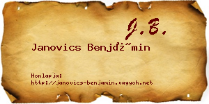 Janovics Benjámin névjegykártya